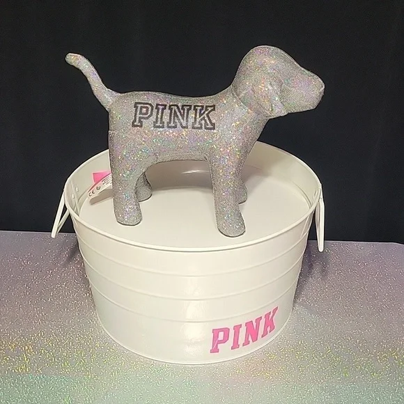 RARE Htf VS Pink Metal Bin Tote Tub Display/ Prop - Picture 1 of 12